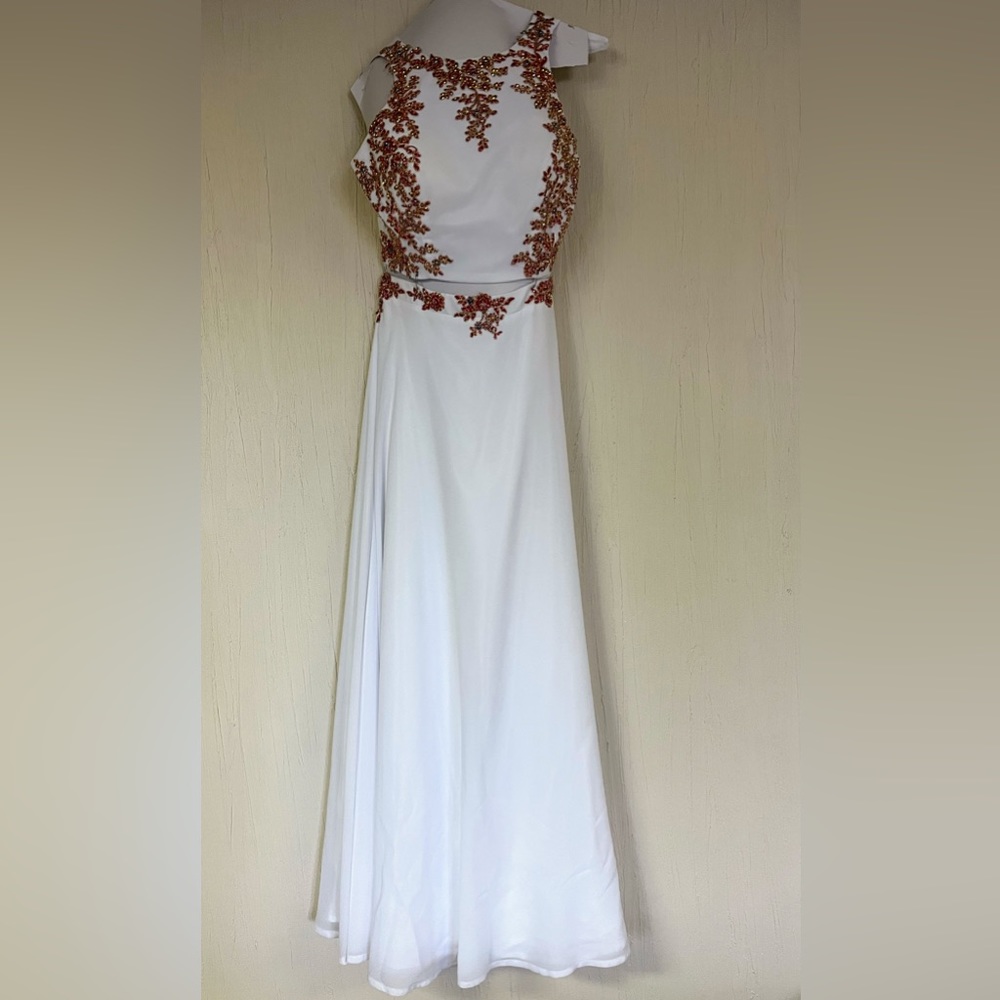 Prom Dress, 2 piece, White, Size Large